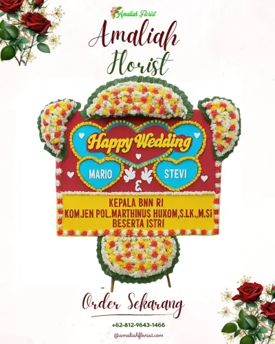 Karangan Papan Bunga Pernikahan di Baktijaya